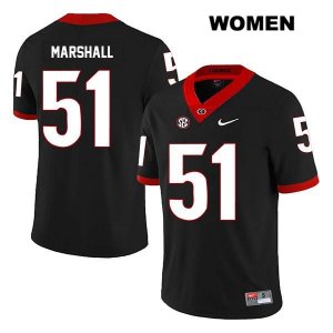 Women's Georgia Bulldogs NCAA #51 David Marshall Nike Stitched Black Legend Authentic College Football Jersey GKF6754UN